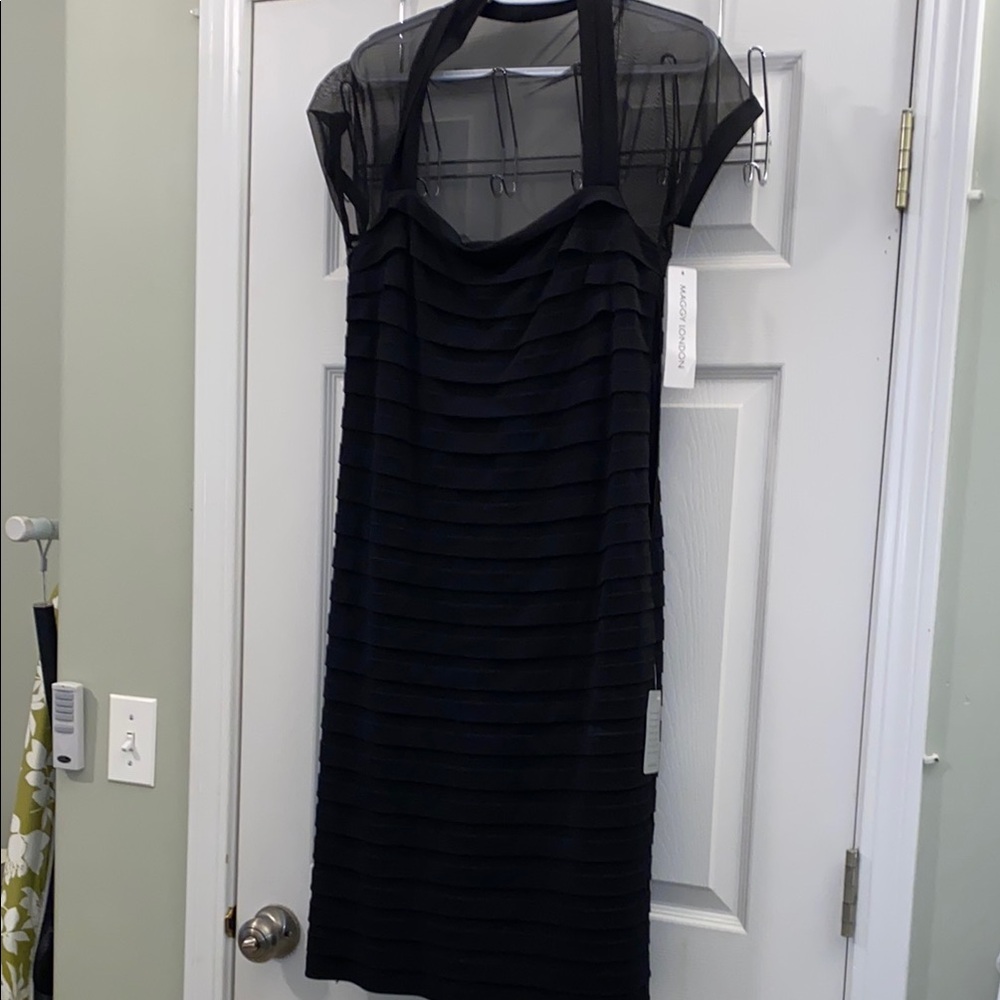 Maggie London Black Sheath Dress with Cap Sleeves 14